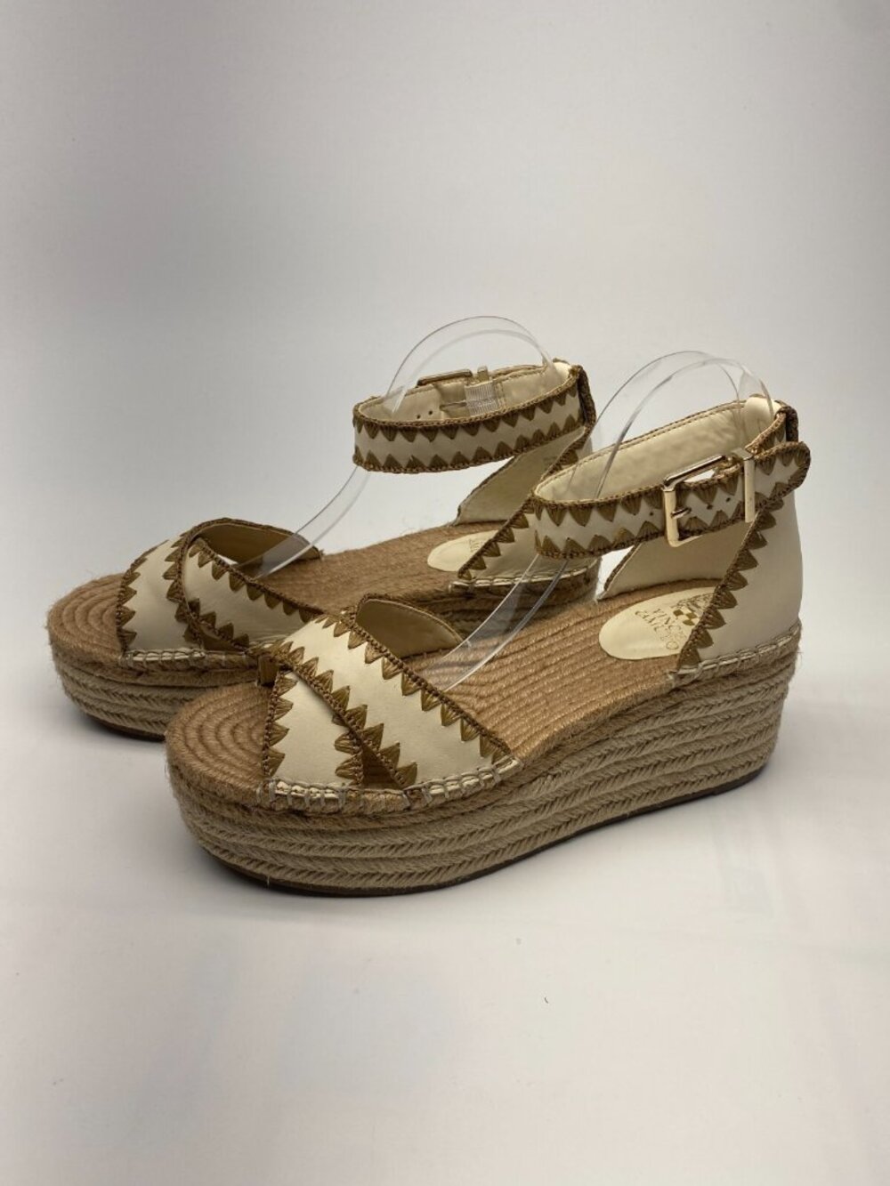 Vince Camuto Womens Treyenn creamy White Wedge Espadrille Sandal Sz 11